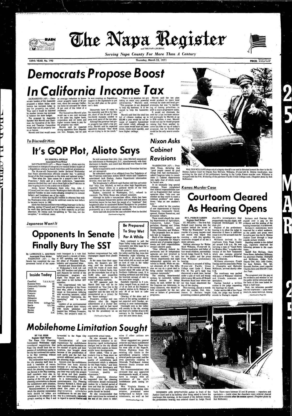 Willie the Woodcutter murder coverage: 03/25/71 Page 1A